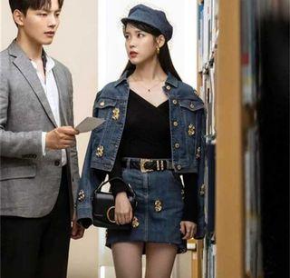 Hotel Del Luna IU Moschino Inspired Dollar Sign Denim Skirt and Denim Jacket