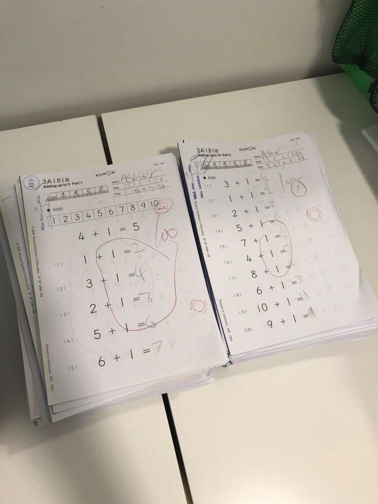 Kumon Math 2A, 3A and partial 4A Worksheet, Hobbies & Toys ...