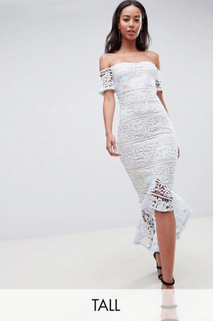 Missguided bardot fishtail midi dress store