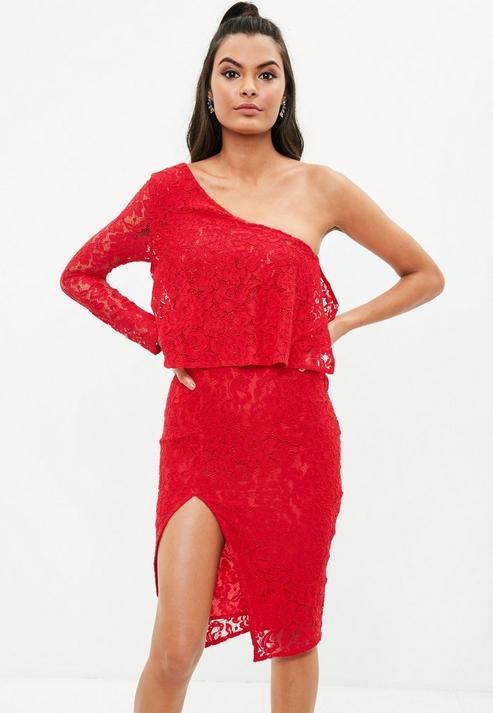 red one arm dress