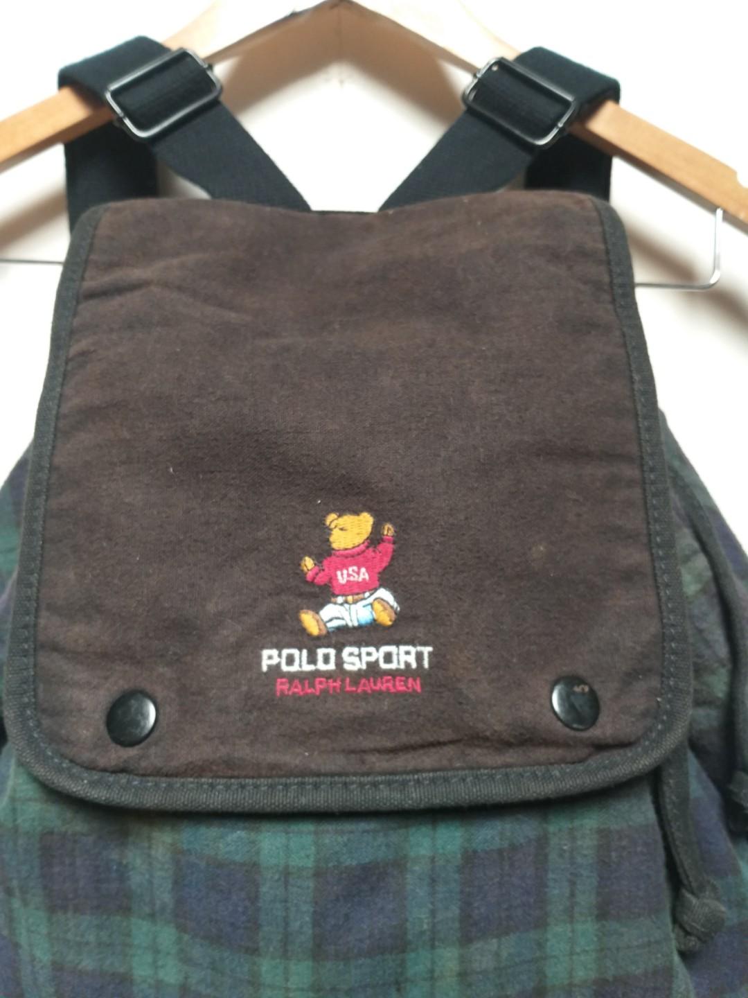 polo bear tartan backpack