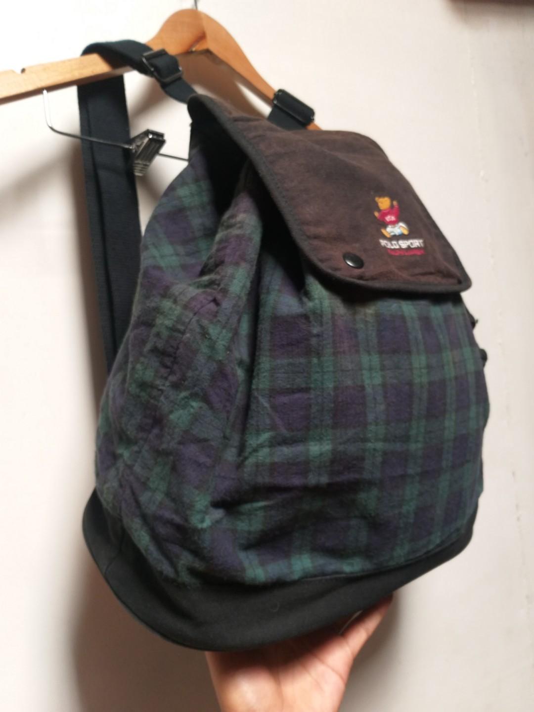 polo bear tartan backpack