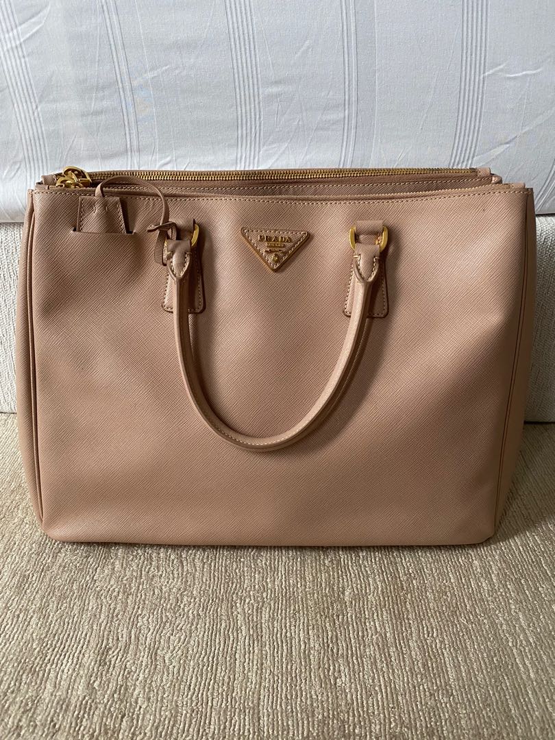 Prada Saffiano Lux Mini Satchel In Cammeo-nude