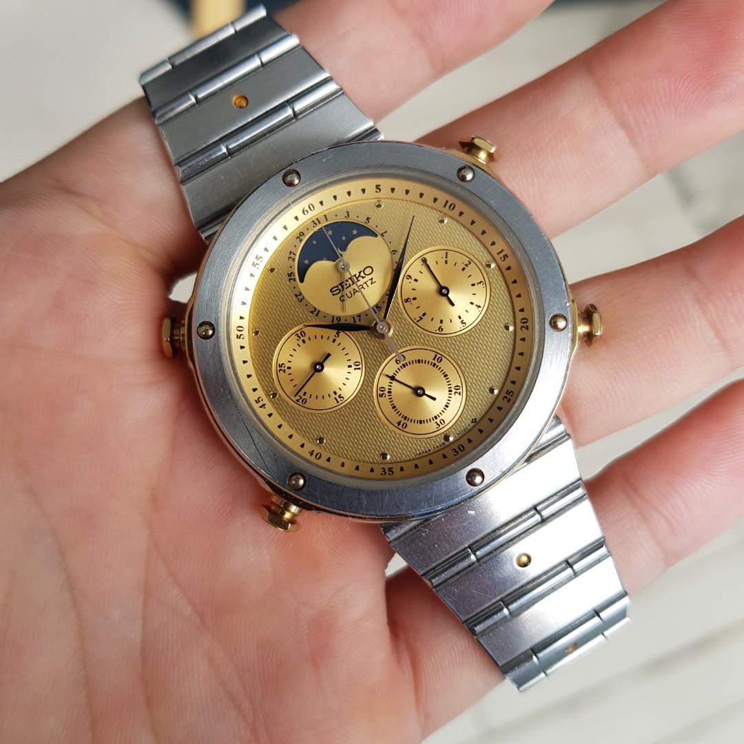 Rare Seiko Chronograph Moonphase, Men's Fashion, Watches & Accessories,  Watches on Carousell