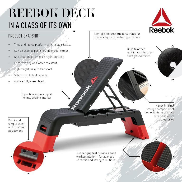 REEBOK Deck (Step Board / Adjustable Bench Combo), Sports Equipment