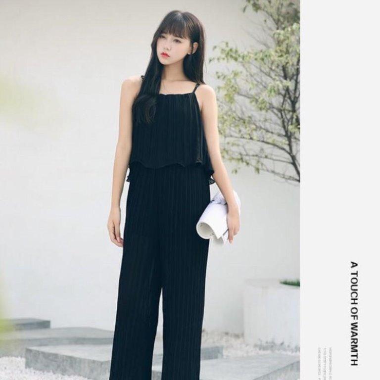 black chiffon jumpsuit