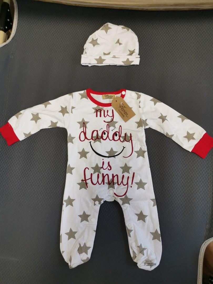 cat papa baby jumpsuit with hat, Babies 