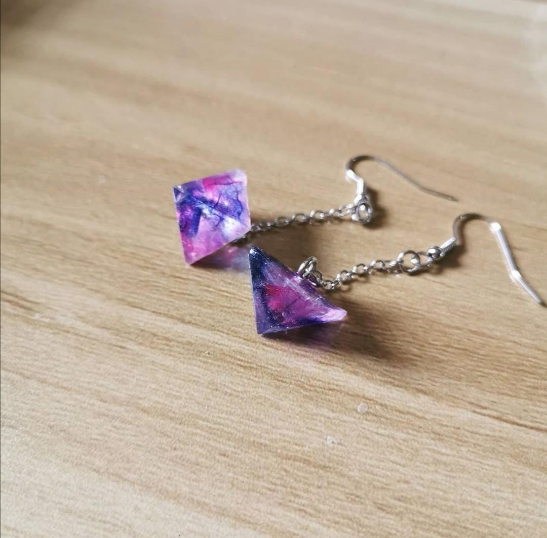 Purple discount resin earrings