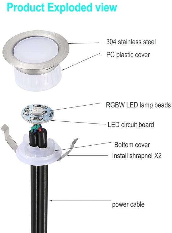 LED Deck Lighting Kit WiFi, FVTLED 30pcs WiFi Controller Φ1.22