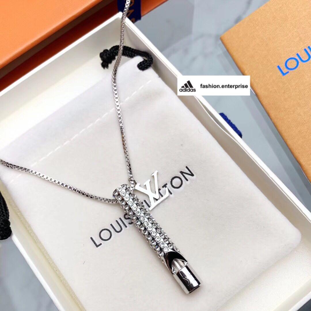 LOUIS VUITTON Whistle Necklace Pendant LVCUP Cup 2000 Silver LV Used