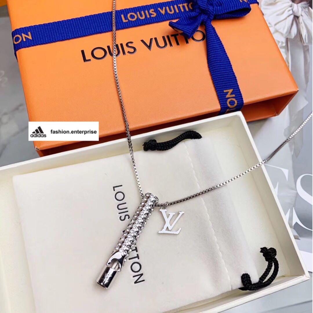 LOUIS VUITTON LV Whistle Chain Pendant Necklace Silver 560518