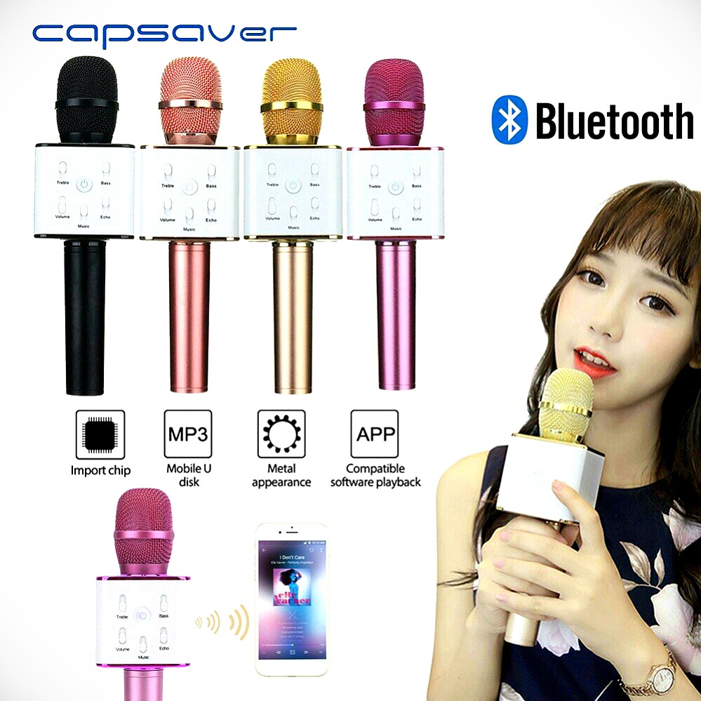 New Karaoke Q7 Wireless Bluetooth Microphone Speaker Handheld MIC USB ...