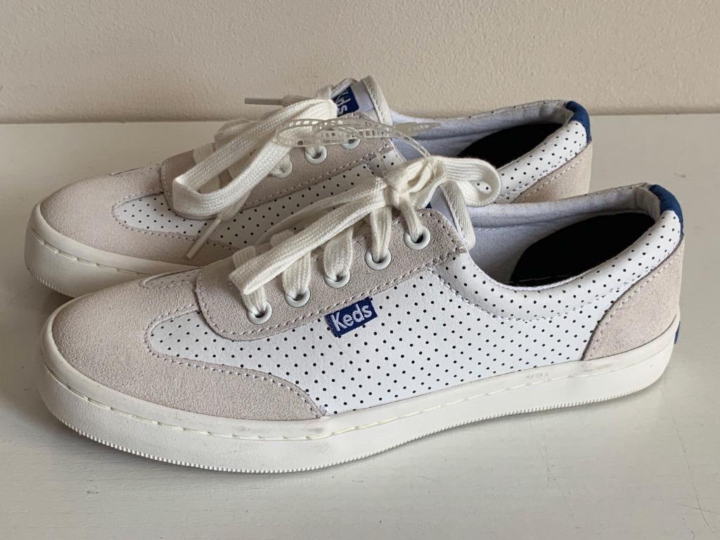 NEW KEDS ORTHOLITE TOURNAMENT PERFORATED WHITE LEATHER SHOES