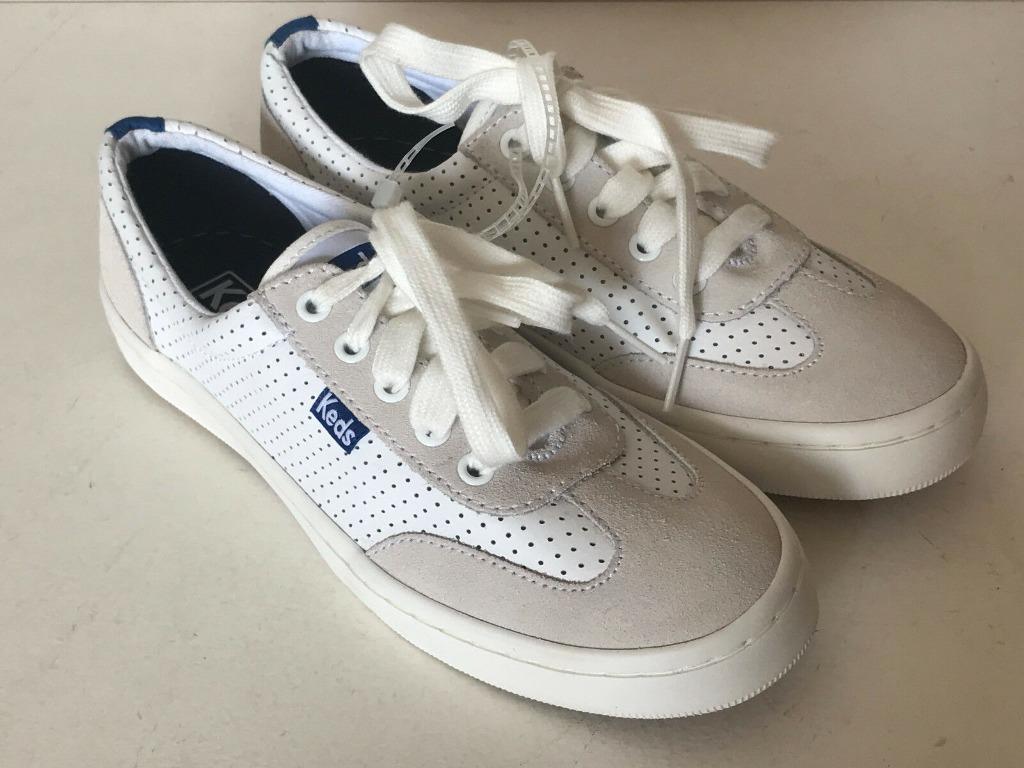 NEW KEDS ORTHOLITE TOURNAMENT PERFORATED WHITE LEATHER SHOES SNEAKERS