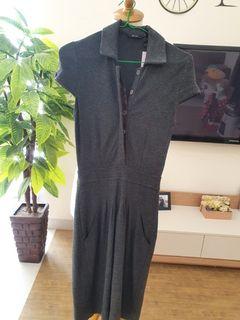 Office Dress / Dress Abu / Dress Formal / Dress Berkerah