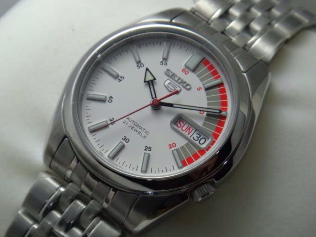 Seiko 5 SNK369 Automatic Steel Watch Speed Racer White SNK369K1 Brand ...