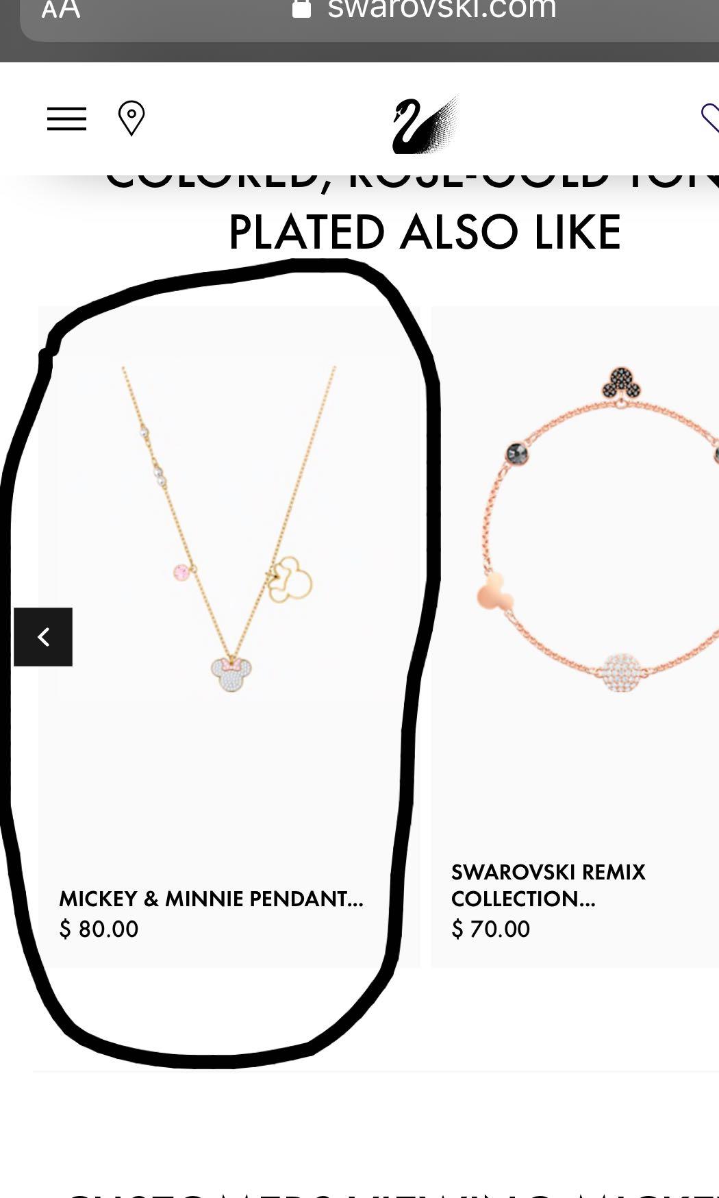 Swarovski Necklace mickey/minnie 