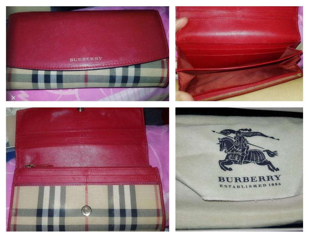 Burberry Horseferry Check and Leather Continental Wallet - Parade Red