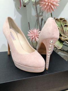 大遠百購AS- Swarovski水晶高跟鞋 婚鞋 Helene Spark 水鑽粉紅色羊麂皮高跟鞋