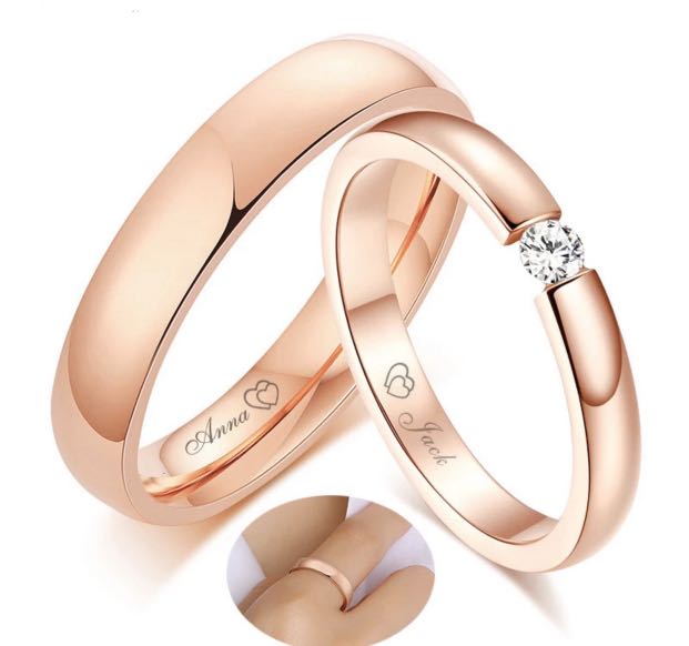 Best Couple Ring Rose Gold with Engraving Name Best Gift for her