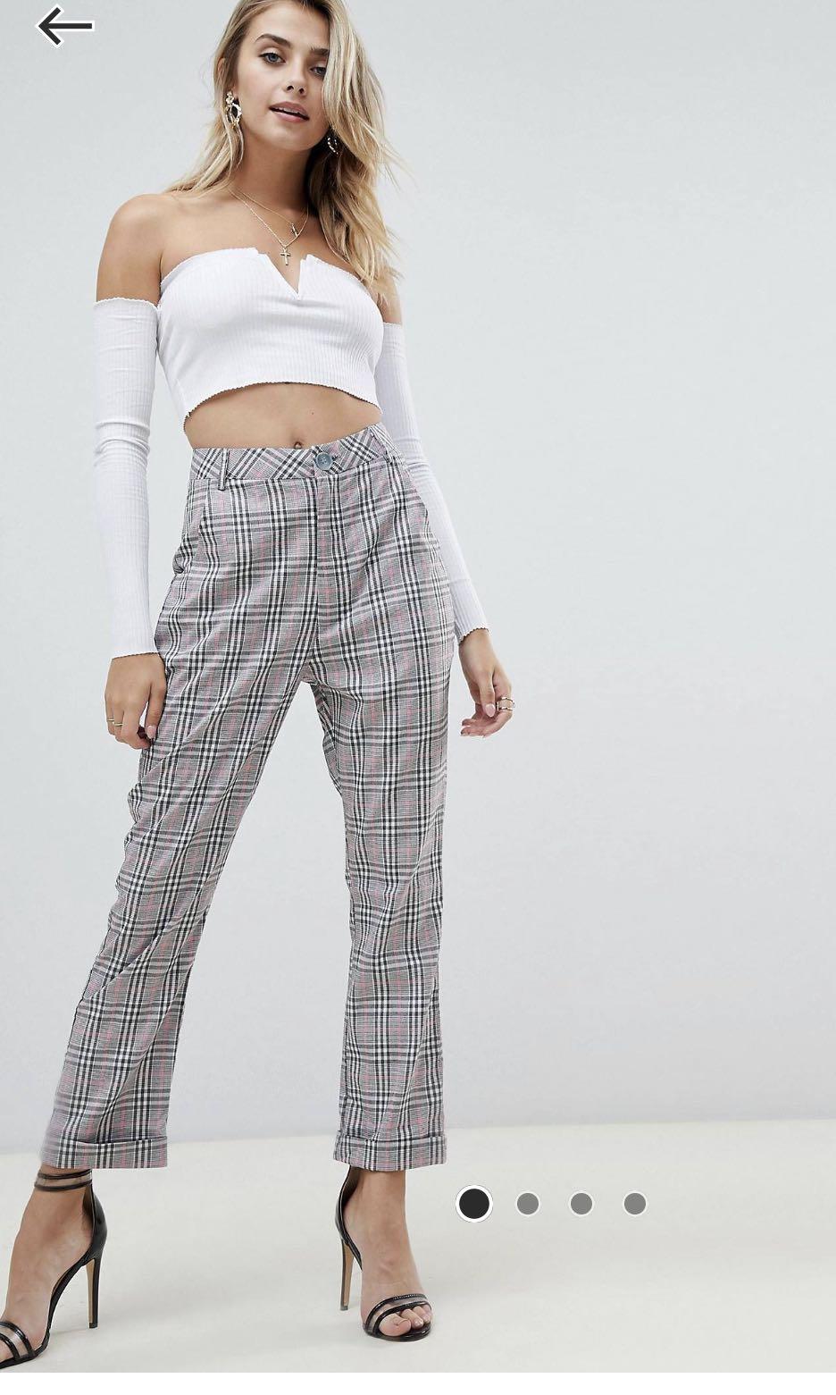 Pretty little thing plaid pants clearance