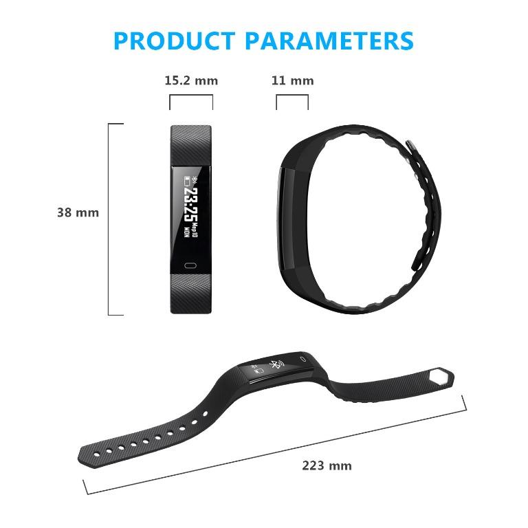 ID115HR Smartwatch Heart Rate Blood Pressure Monitor Pedometer