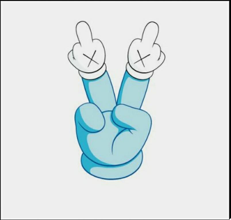 Kaws Peace Sign Canvas Painting Wall Art Design Craft Handmade