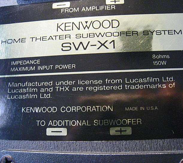 Kenwood SWX1 THX 12" Passive Subwoofer, Audio, Soundbars, Speakers