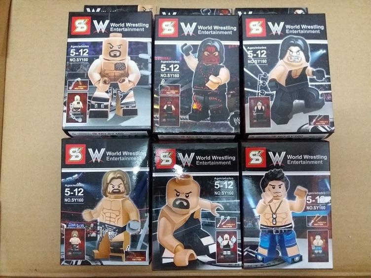Minifigure 6pcs WWE Wrestling Rock Cena Kane Undertaker Triple H