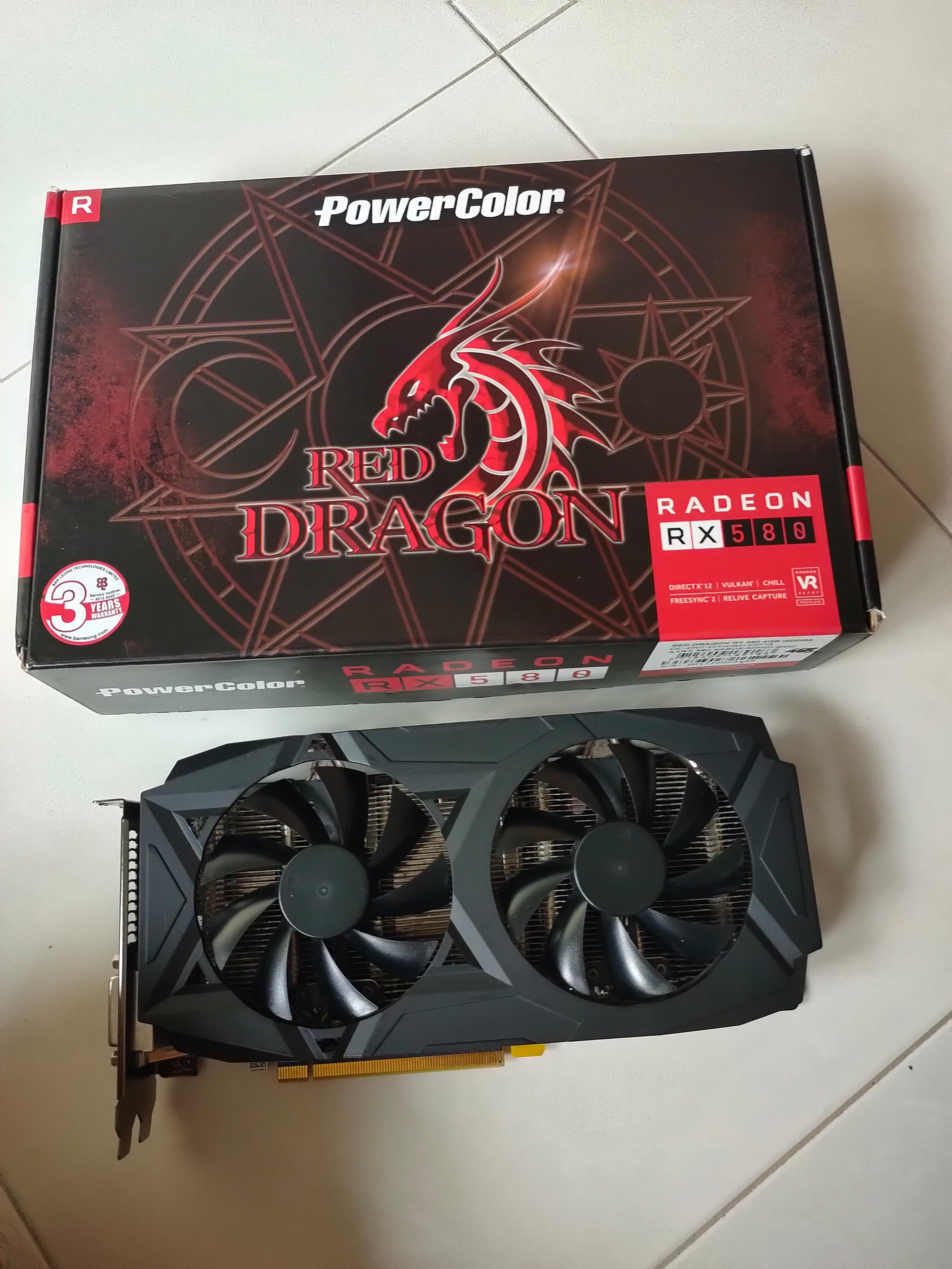 Powercolor Rx 580 4gb Red Dragon, Electronics, Computer Parts ...
