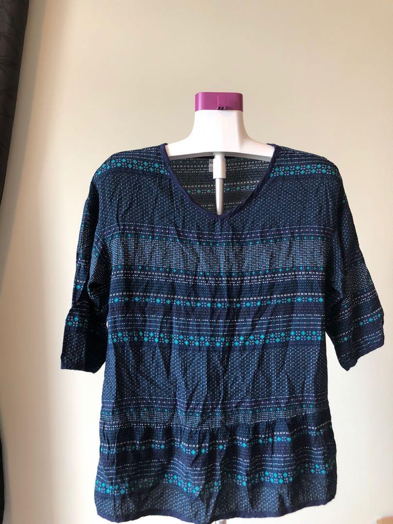 South China Sea Blue Blouse Women S Fashion Clothes Tops On Carousell