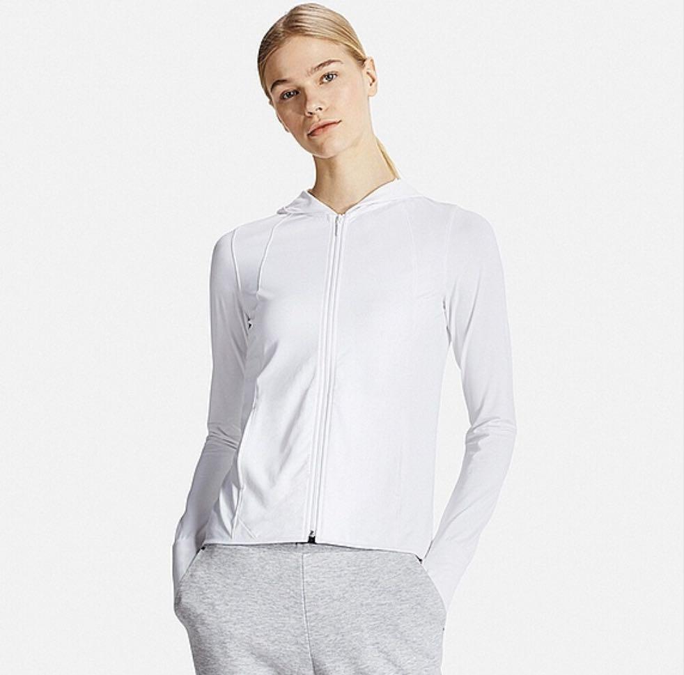 Uniqlo airism uv cut mesh long sleeve hoodie top