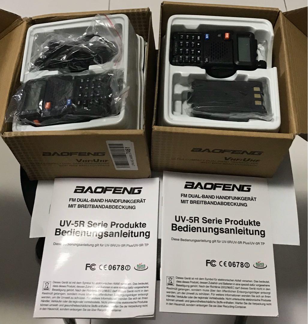Baofeng Uv 5r Vhf Uhf Two Way Radio Walkie Talkie Electronics Others On Carousell