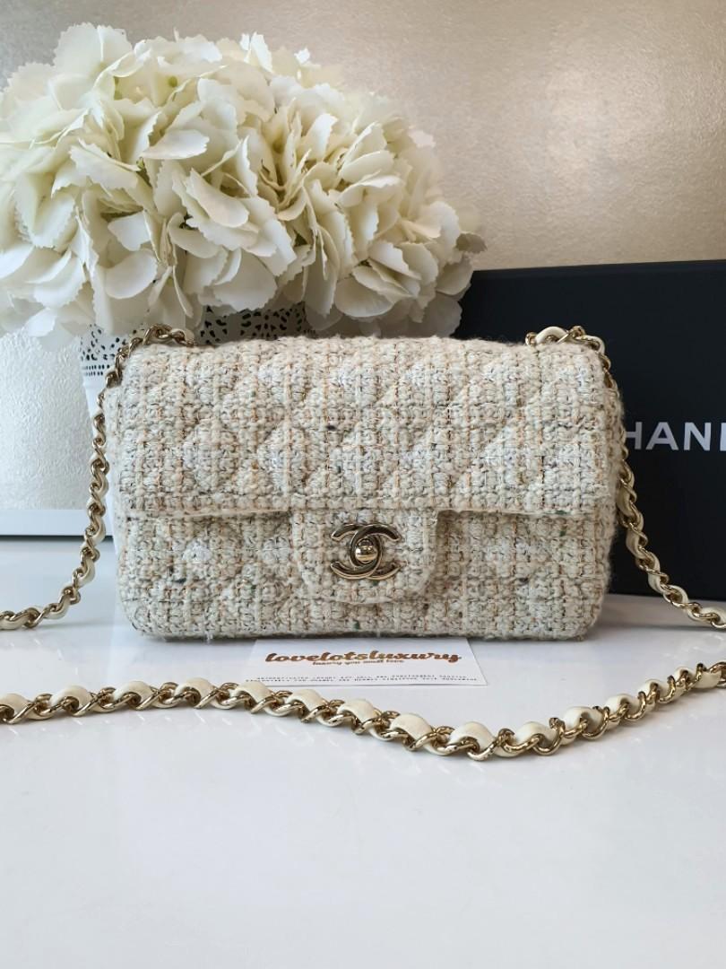 Chanel Classic Tweed Mini Rectangular Light Beige Creme Lghw, Luxury, Bags  & Wallets On Carousell