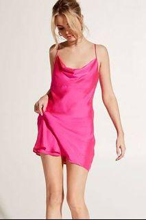 Hot pink satin slip dress!!