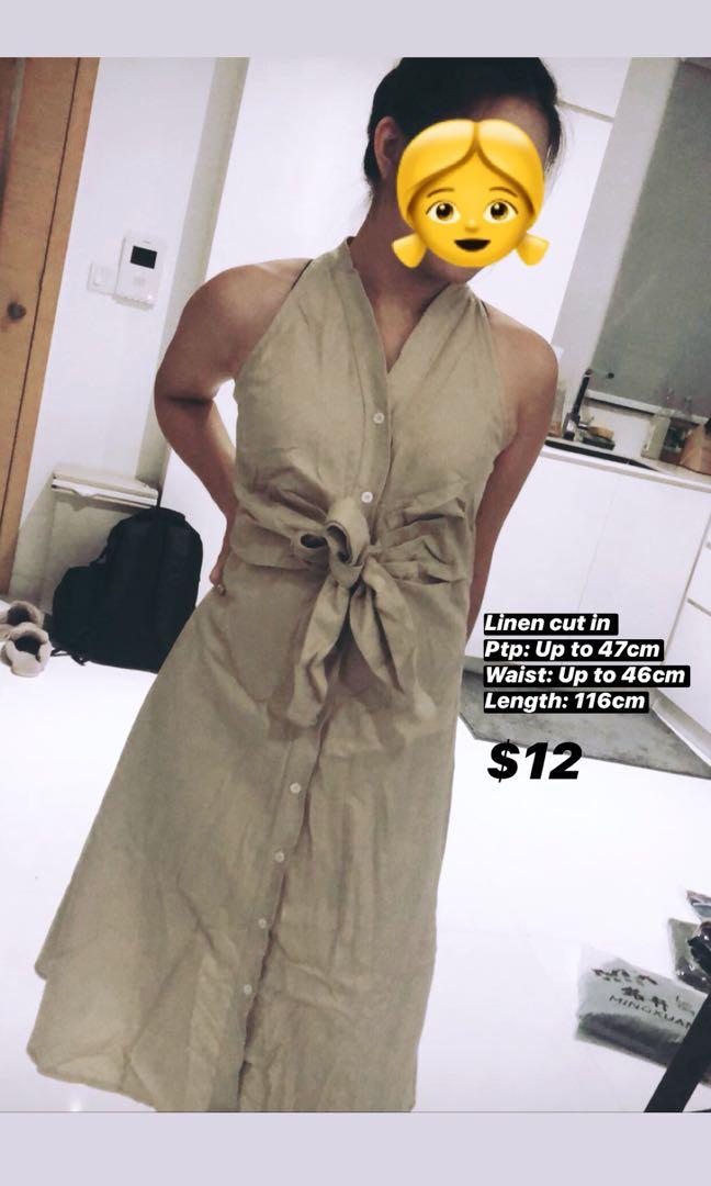 Halter button down dress cheap