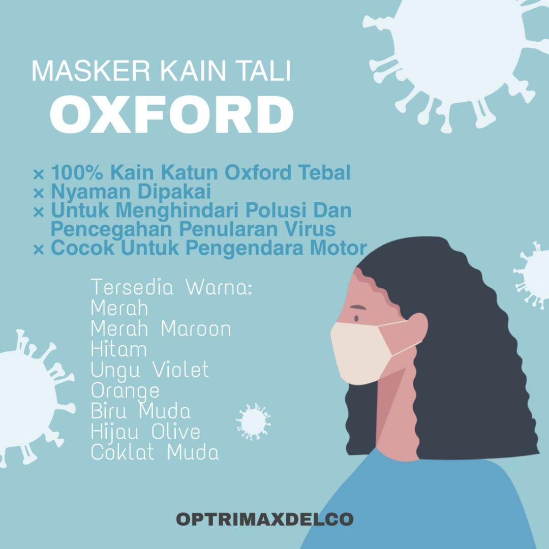 Masker Kain Katun Oxford High Quality Bahan Tebal Headloop