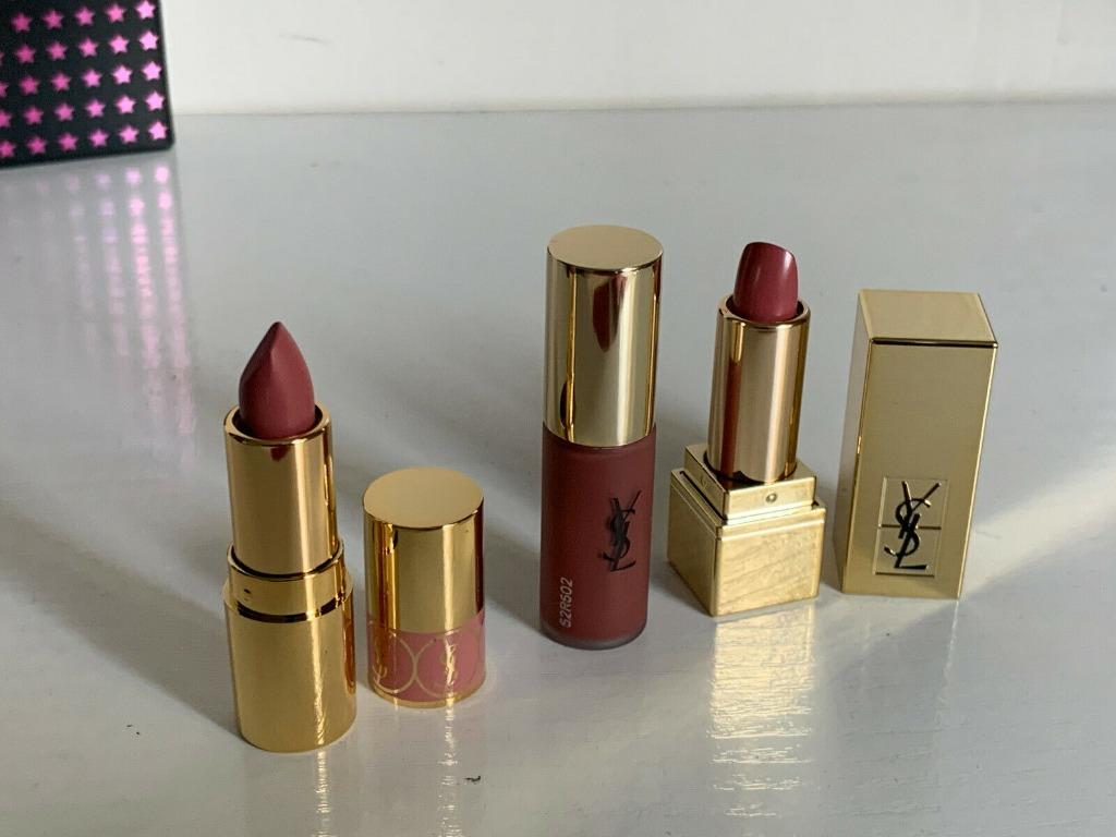 NEW YVES SAINT LAURENT YSL MINI LIPSTICK LIP GLOSS LIP WARDROBE TRIO SET