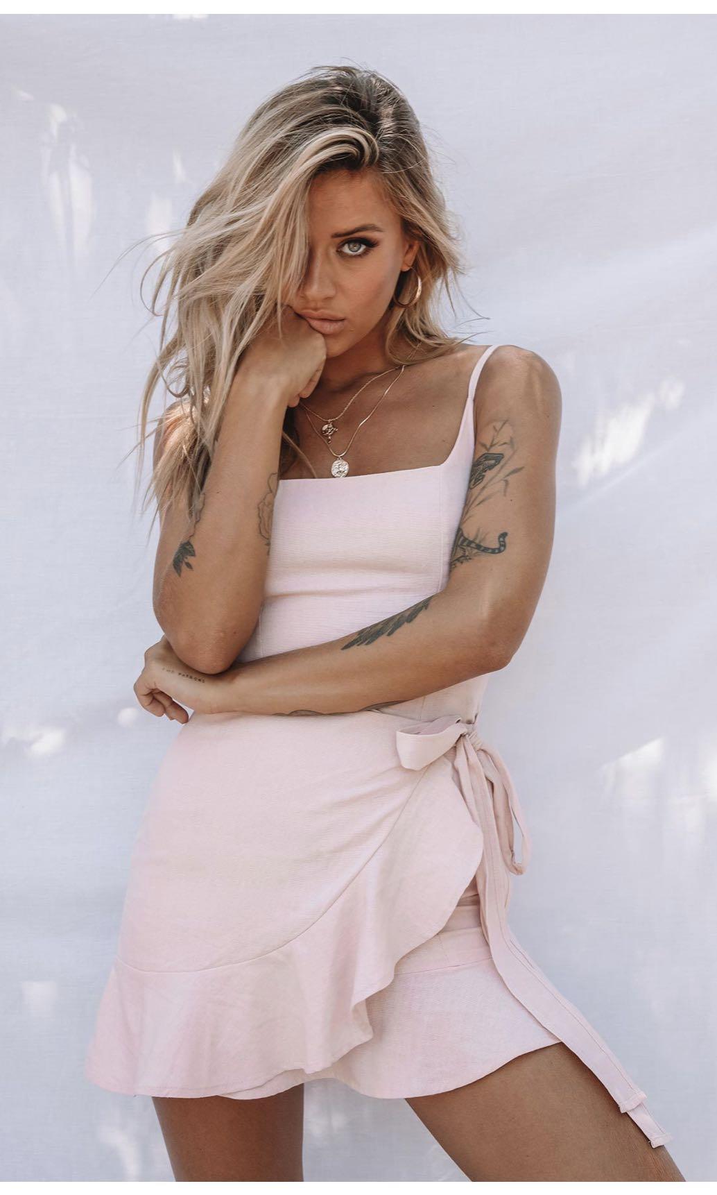 Princess Polly cottage hill mini dress in blush