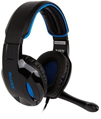Sades SA902 Blue PC Gaming Headset USB 7.1 Surround Sound Headset Over ear Headphones Microphone Audio Headphones Headsets on Carousell
