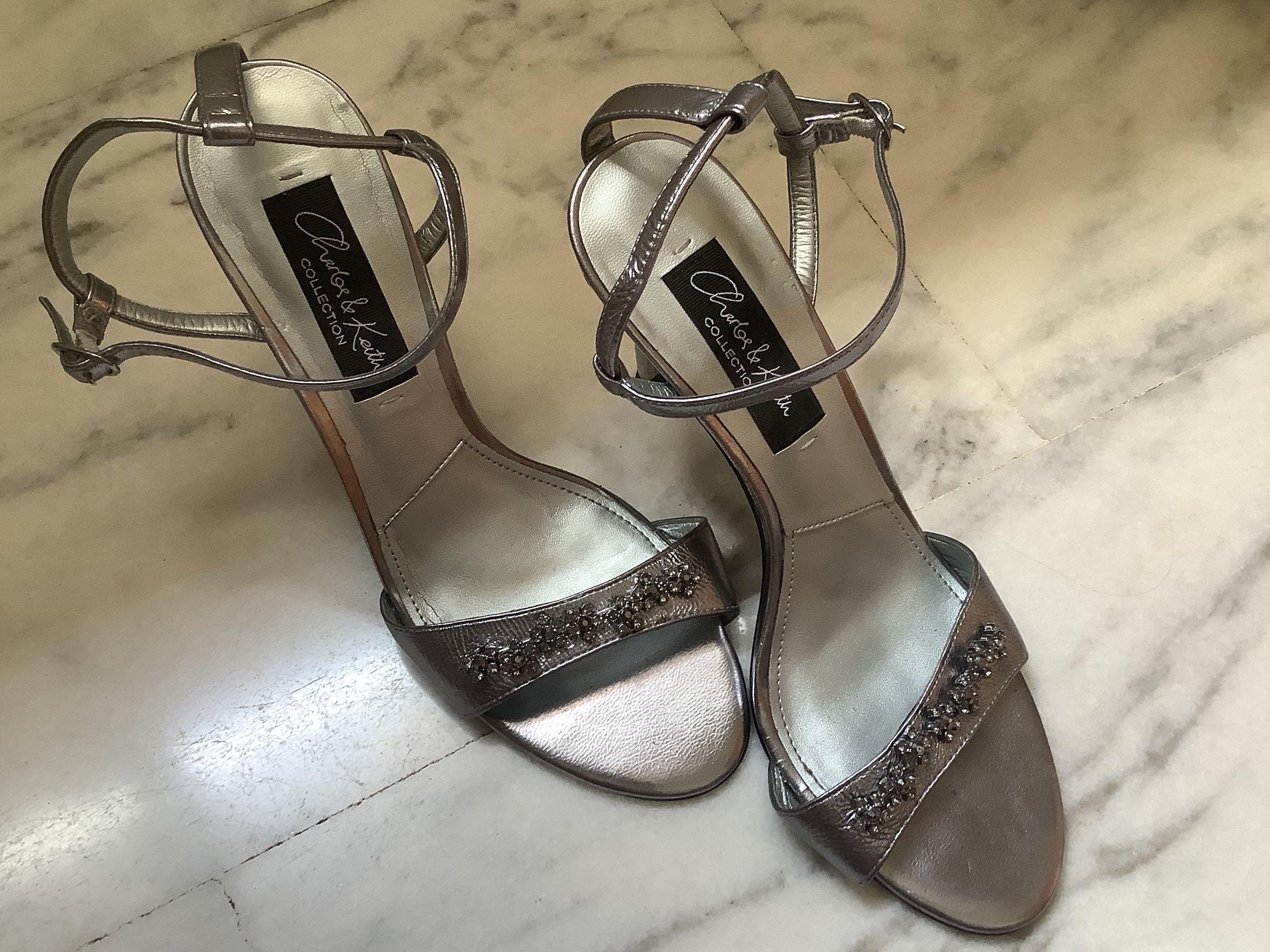 silver stilettos heels