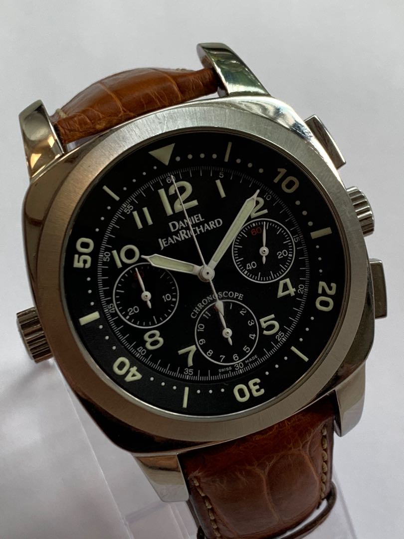 Superb Daniel JeanRichard Chronoscope Jumbo Watch (Rolex Mille Patek Tudor IWC Jaeger Breitling Heuer Panerai)