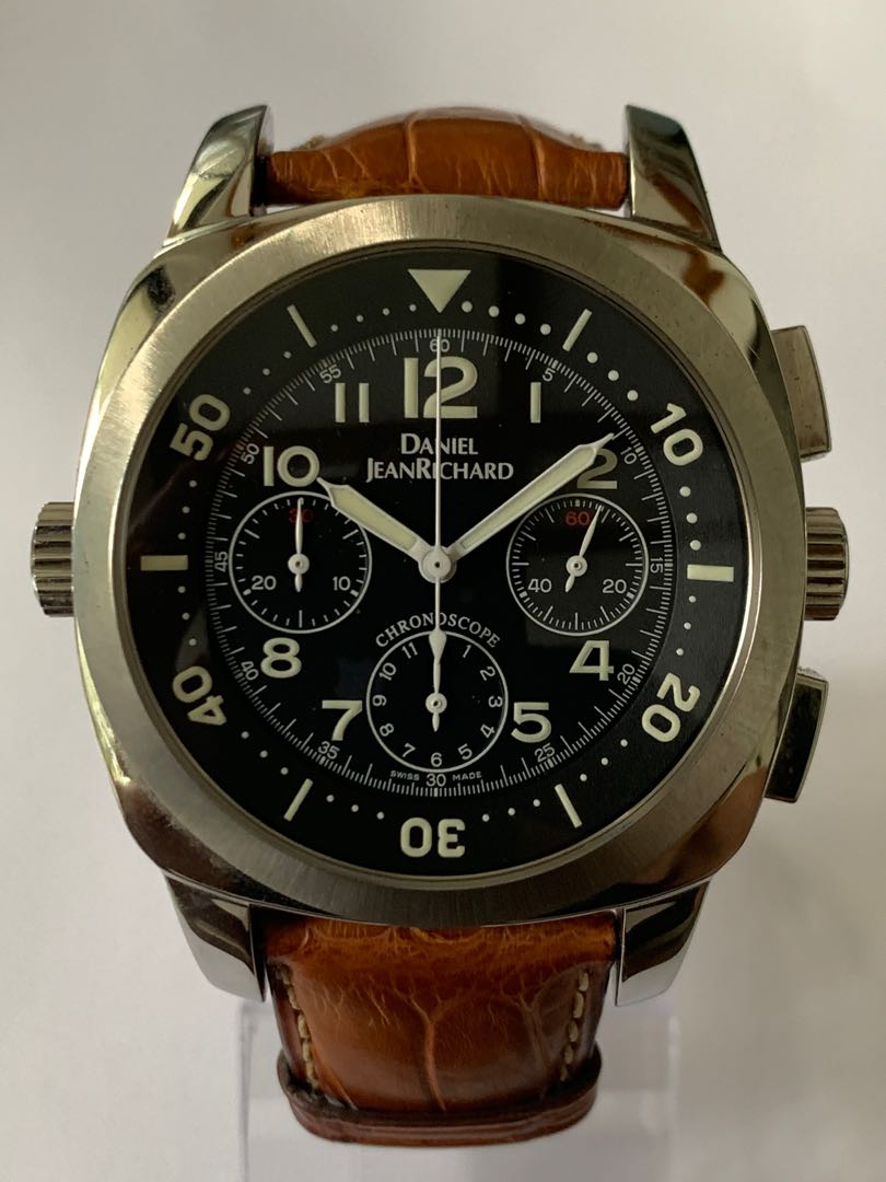 Superb Daniel JeanRichard Chronoscope Jumbo Watch (Rolex Mille Patek Tudor IWC Jaeger Breitling Heuer Panerai)
