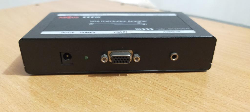 VGA Video Splitter 2 way with Audio (Category: Cables & Adaptors) located in Paranaque City. Submitted by seb_trading (Listing ID 1000935471, Image 2). Description: VGA split into 2 1 VGA in, 2 VGA out Abtus Broadcast Brand made in singapore with audio split also with adaptor 220volts this unit works even without the power adaptor lalamove pick up and payment.