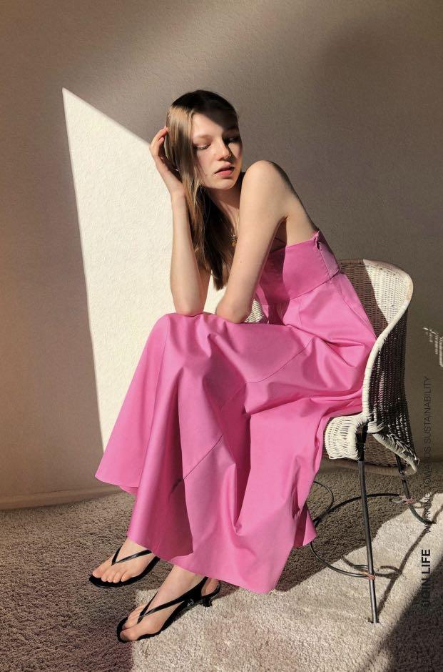 Pink poplin dress zara clearance