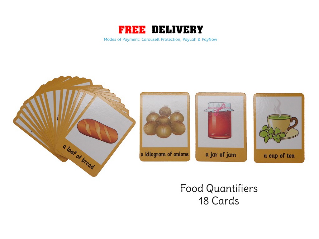 18 Cards/Set Food Quantifiers Children Kids Early English Learning