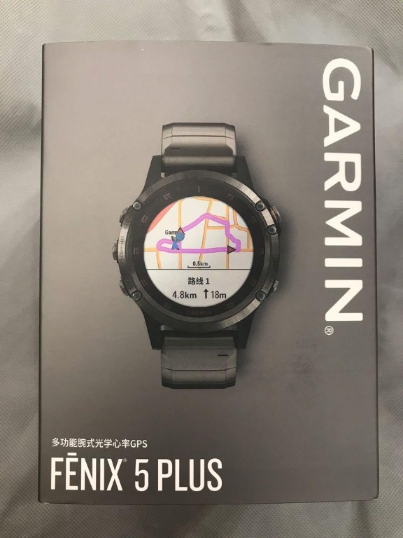 全新 100% New Garmin Fenix ​​5 Plus Sapphire 藍寶石 鈦金屬版中英文版 黑色010-01988-85香港行貨 運動腕錶 gps錶