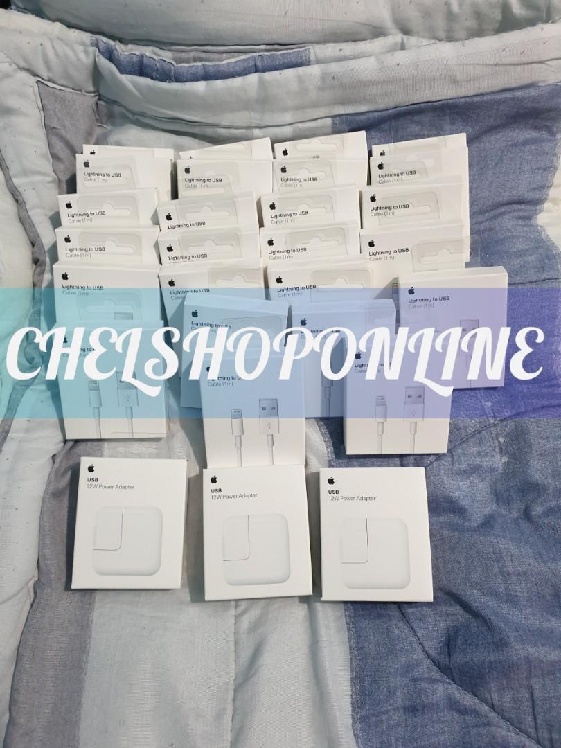 APPLE CHARGERS (12WATTS ADAPTOR & Lightning Cable) (Category: Chargers) located in Manila. Submitted by chelshoptiqueph (Listing ID 1001100465, Image 1). Description: Cash On Delivery. ONHAND. Rest assured Guaranteed Original and Brandnew 101% Limited stocks ONHAND. for rush buyer . 09667293885.