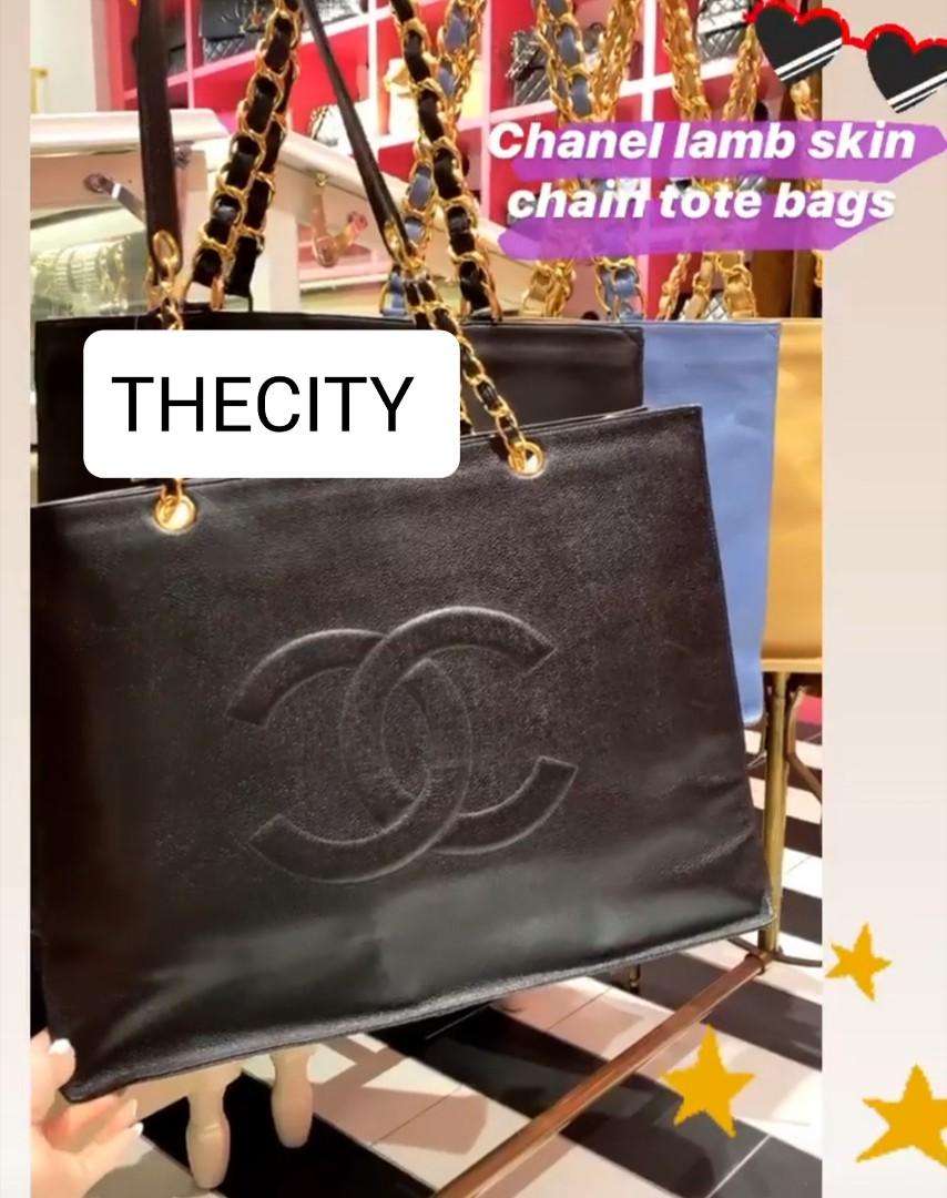 Authentic Chanel Vintage Lambskin Chain Shoulder Bag Cc Logo Lambskin Caviar Leather Luxury Bags Wallets On Carousell