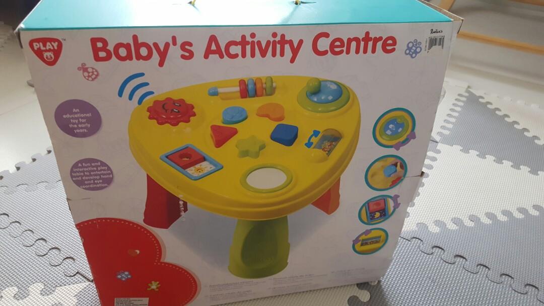 Baby Activity table (Category: Infant Playtime) located in Las Pinas. Submitted by closetful.ph (Listing ID 1000960446, Image 2). Description: slightly used, almost new, complete with box, no flaw, bought from rustans. selling for my sis in law. last price posted..
